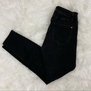 Black Vintage Wash Skinny Jeans Stretch Denim Minimalist Layering Size 0